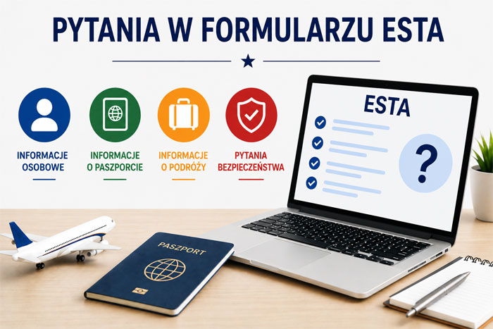 Pytania w formularzu ESTA: dane osobowe, paszport, podróż i bezpieczeństwo